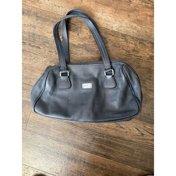 Fossil Vintage Shoulder Strap Black Leather Satchel Zip Bag - Picture 1 of 6